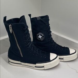 Converse Black Canvas High-Tops with Zipper Unisex Style M 9.5/W 11.5